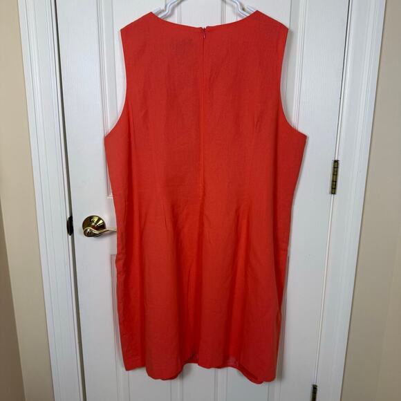 Jessica Howard Sheath Dress Size 24W Coral with Gold Details Resort Linen Blend - Picture 2 of 5